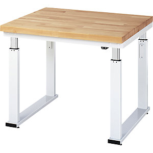 Arbeitstisch, elektrisch höhenverstellbar, Höhe 740 - 1140 mm, Buchenplatte massiv, BxT 1000 x 900 mm.