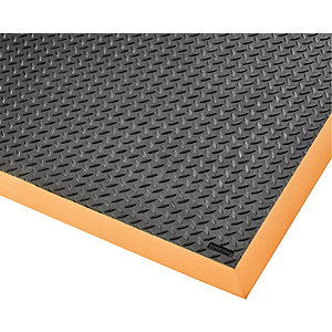 Anti-Ermüdungsmatte Cushion Flex®, LxB 2100 x 910 mm, schwarz / orange.