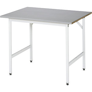 Arbeitstisch, höhenverstellbar, Gestell 30 x 30 mm, Edelstahlplatte, BxT 1000 x 800 mm.