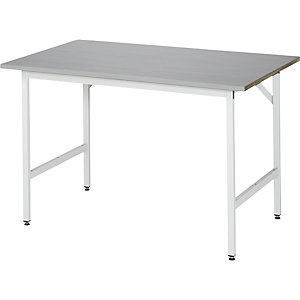 Arbeitstisch, höhenverstellbar, Gestell 30 x 30 mm, Edelstahlplatte, BxT 1250 x 800 mm.