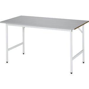 Arbeitstisch, höhenverstellbar, Gestell 30 x 30 mm, Edelstahlplatte, BxT 1500 x 800 mm.