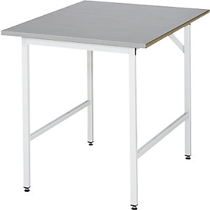 Arbeitstisch, höhenverstellbar, Gestell 30 x 30 mm, Edelstahlplatte, BxT 750 x 1000 mm.