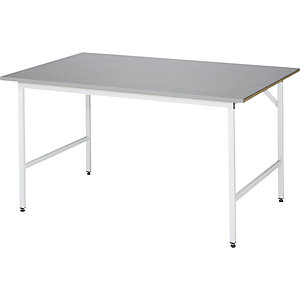 Arbeitstisch, höhenverstellbar, Gestell 30 x 30 mm, Edelstahlplatte, BxT 1500 x 1000 mm.