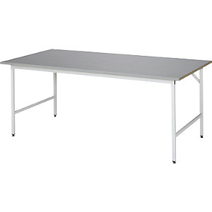 Arbeitstisch, höhenverstellbar, Gestell 30 x 30 mm, Edelstahlplatte, BxT 2000 x 1000 mm.