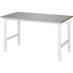 Arbeitstisch, höhenverstellbar, Gestell 60 x 30 mm, Edelstahlplatte, BxT 1500 x 800 mm.