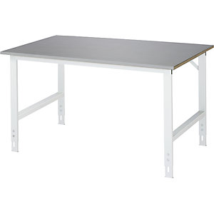 Arbeitstisch, höhenverstellbar, Gestell 60 x 30 mm, Edelstahlplatte, BxT 1500 x 1000 mm.