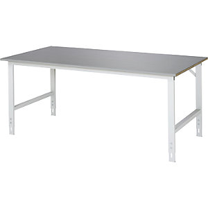 Arbeitstisch, höhenverstellbar, Gestell 60 x 30 mm, Edelstahlplatte, BxT 2000 x 1000 mm.