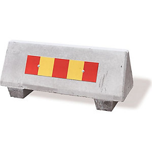 Beton-Absperrung, LxBxH 1090 x 390 x 465 mm, VE 2 Stk, mit Reflektoren, grau.