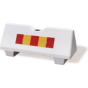 Beton-Absperrung, LxBxH 1090 x 390 x 465 mm, VE 2 Stk, mit Reflektoren, weiß, mit Loch.