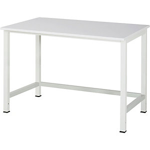 Arbeitstisch für Arbeitsplatzsystem Serie 900, Höhe 825 - 1025 mm, Spanplatte MF-beschichtet, Breite 1250 mm.