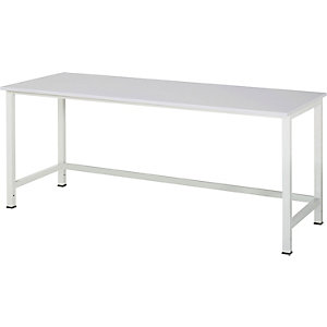 Arbeitstisch für Arbeitsplatzsystem Serie 900, Höhe 825 - 1025 mm, Spanplatte MF-beschichtet, Breite 2000 mm.