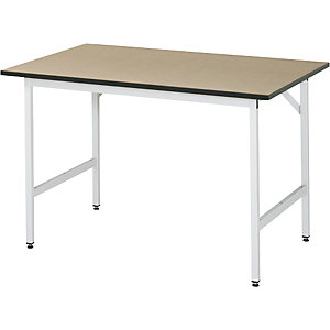 Arbeitstisch, höhenverstellbar, Gestell 30 x 30 mm, MDF-Platte, BxT 1250 x 800 mm, lichtgrau.