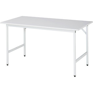 Arbeitstisch, höhenverstellbar, Gestell 30 x 30 mm, melaminharzbeschichtete Platte, BxT 1500 x 800 mm, lichtgrau.