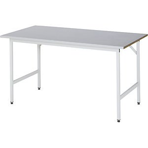 Arbeitstisch, höhenverstellbar, Gestell 30 x 30 mm, Stahlblechplatte, BxT 1500 x 800 mm, lichtgrau.