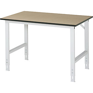 Arbeitstisch, höhenverstellbar, Gestell 60 x 30 mm, MDF-Platte, BxT 1250 x 800 mm, lichtgrau.