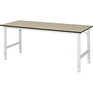 Arbeitstisch, höhenverstellbar, Gestell 60 x 30 mm, MDF-Platte, BxT 2000 x 800 mm, lichtgrau.