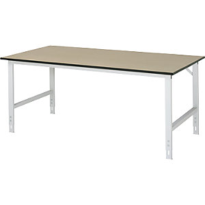 Arbeitstisch, höhenverstellbar, Gestell 60 x 30 mm, MDF-Platte, BxT 2000 x 1000 mm, lichtgrau.