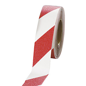 Antirutsch-Band, selbstklebend, Breite 50 mm, rot/weiß, Rolle, ab 1 Stk.
