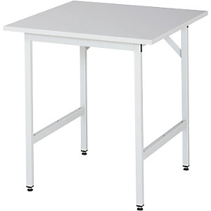Arbeitstisch, höhenverstellbar, Gestell 30 x 30 mm, melaminharzbeschichtete Platte, BxT 750 x 800 mm, lichtgrau.