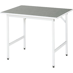 Arbeitstisch, höhenverstellbar, Gestell 30 x 30 mm, Linoleumplatte, BxT 1000 x 800 mm, lichtgrau.