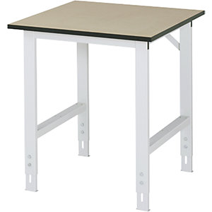 Arbeitstisch, höhenverstellbar, Gestell 60 x 30 mm, MDF-Platte, BxT 750 x 800 mm, lichtgrau.