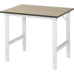 Arbeitstisch, höhenverstellbar, Gestell 60 x 30 mm, MDF-Platte, BxT 1000 x 800 mm, lichtgrau.