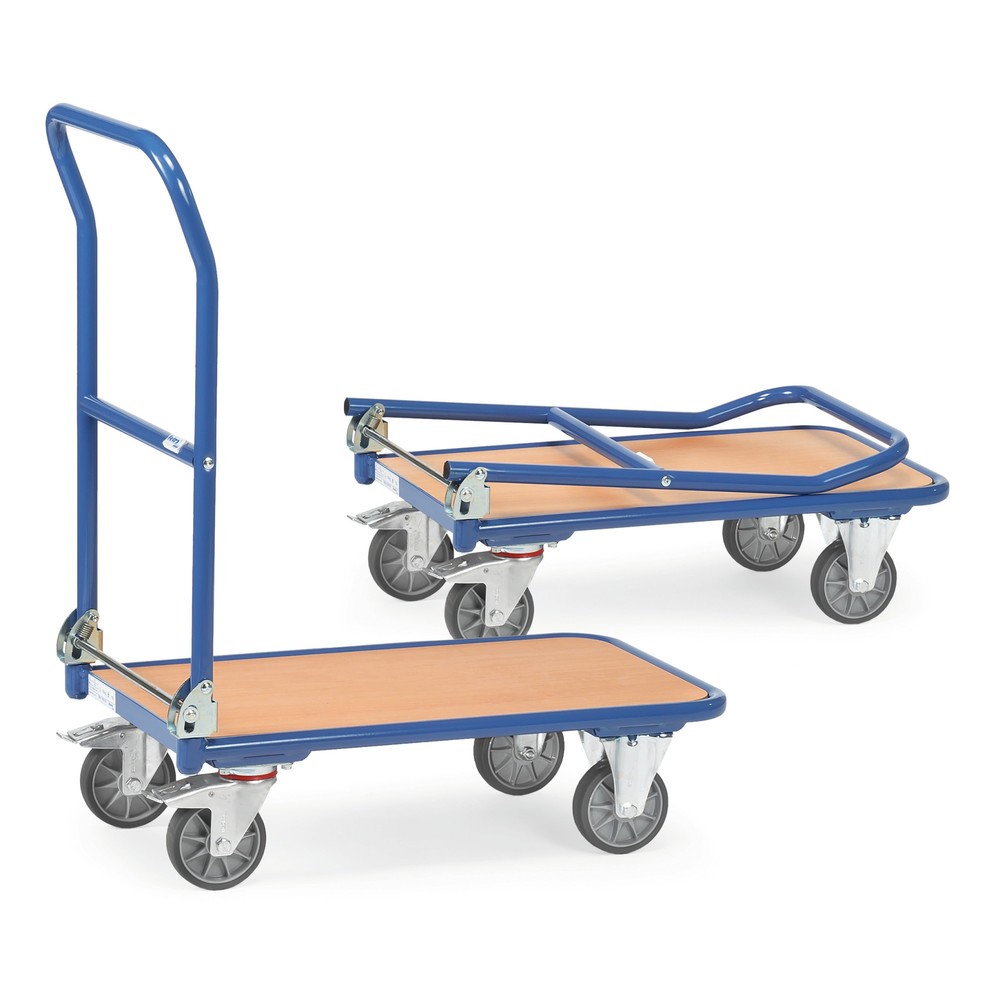 fetra® Plattformwagen mit Holzladefläche, Bügel klappbar