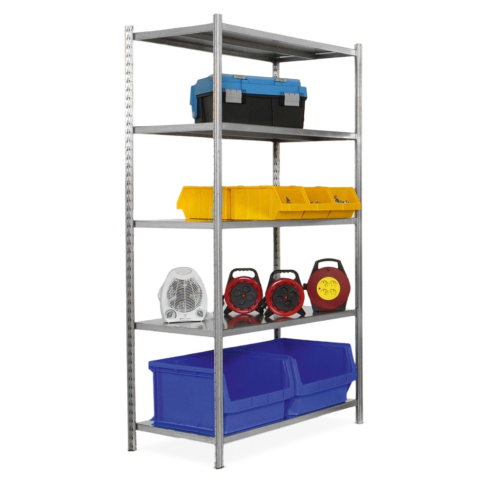 ManOrga Fachbodenregal, Grundfeld, mit Stahlblechauflagen, Fachlast bis 300 kg, verzinkt
