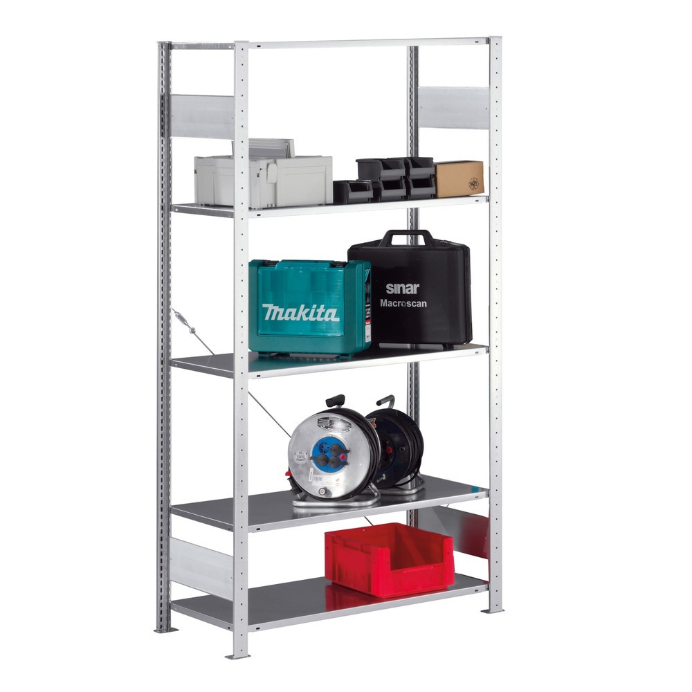META Fachbodenregal Stecksystem, Grundfeld, Fachlast 80 kg, verzinkt