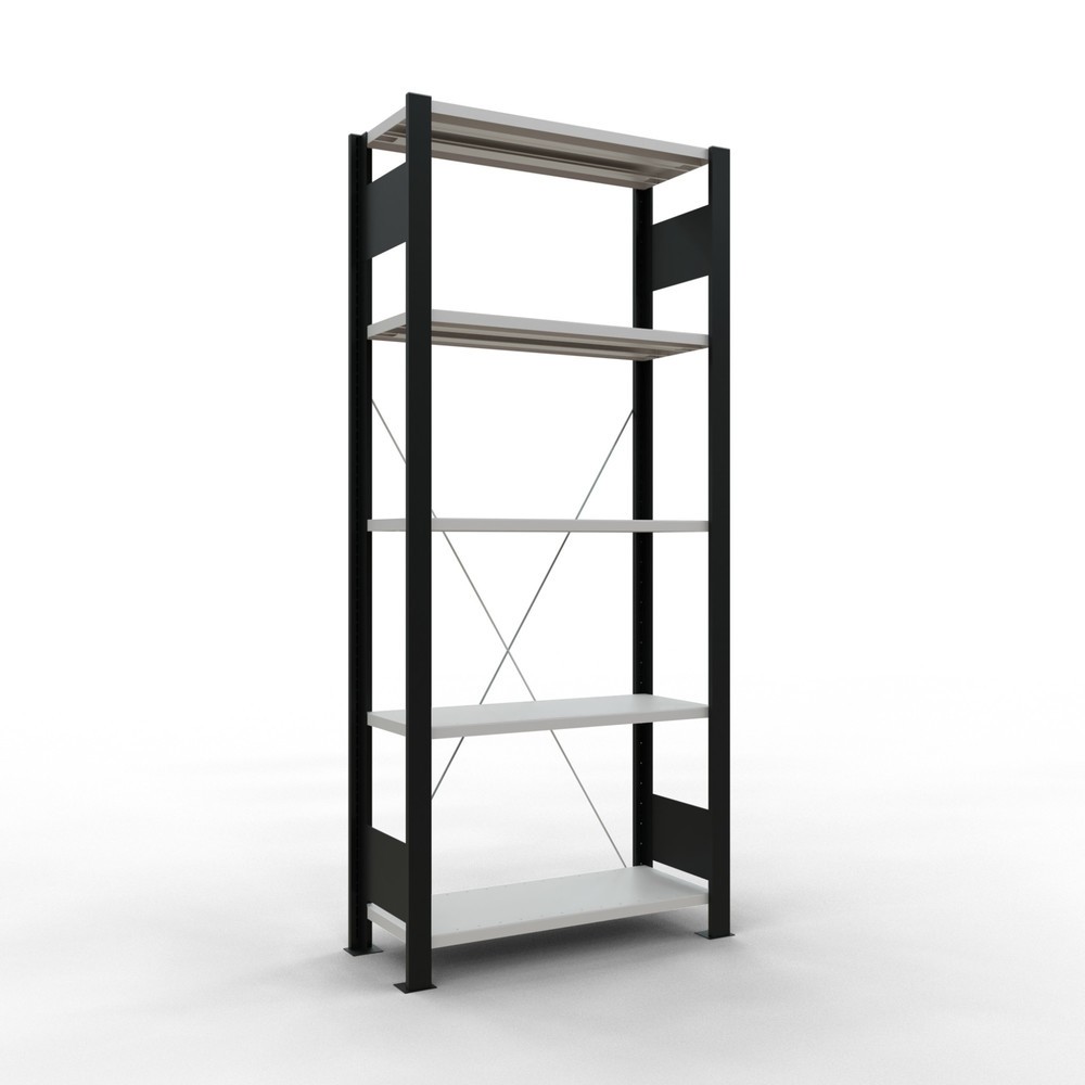 SCHULTE Aktenregal Grundfeld, einseitig, ohne Endanschläge, Fachlast 85 kg, schwarz